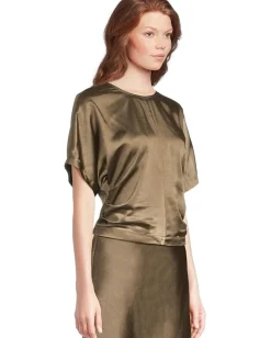 Lilla P Satin Dolman Short Sleeve Parsley Clearance
