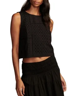 Lucky Brand Schiffli Sleeveless Top Meteorite Clearance