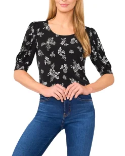 CeCe Scoop Neck Short Sleeve Knit Top Rich Black