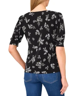 CeCe Scoop Neck Short Sleeve Knit Top Rich Black