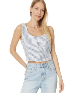 Women Madewell Scoopneck Crop Tank in 100% Linen