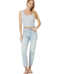 Women Madewell Scoopneck Crop Tank in 100% Linen