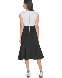 Calvin Klein Scuba Color Block A-Line Black White