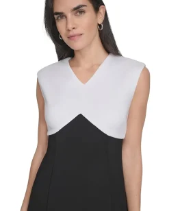 Calvin Klein Scuba Color Block A-Line Black White