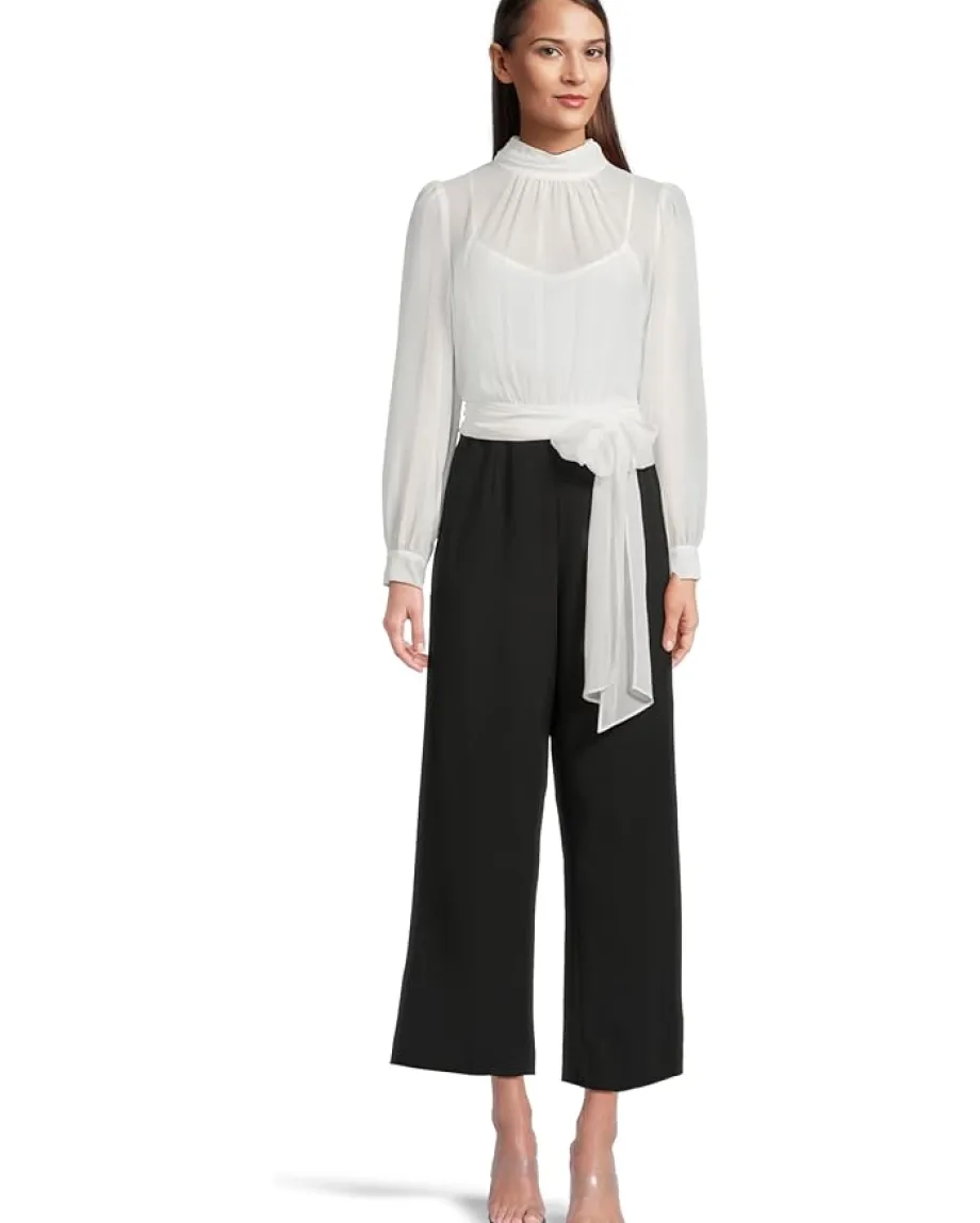Women Calvin Klein Scuba Crepe Chiffon Combo Jumpsuit