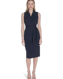 Women Calvin Klein Scuba Crepe Collar Self Tie