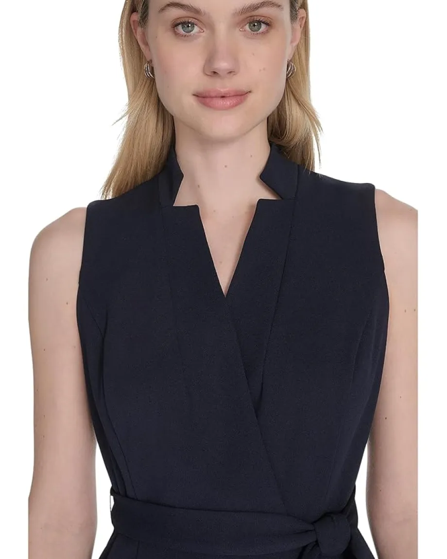 Women Calvin Klein Scuba Crepe Collar Self Tie