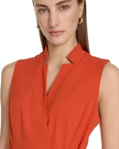 Calvin Klein Scuba Crepe Collar Self Tie Clay