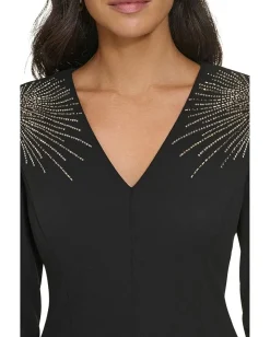 Calvin Klein Scuba Crepe Long Sleeve with Hot Fix Black Best