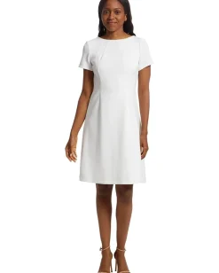 Women Calvin Klein Scuba Short Sleeve Solid Aline