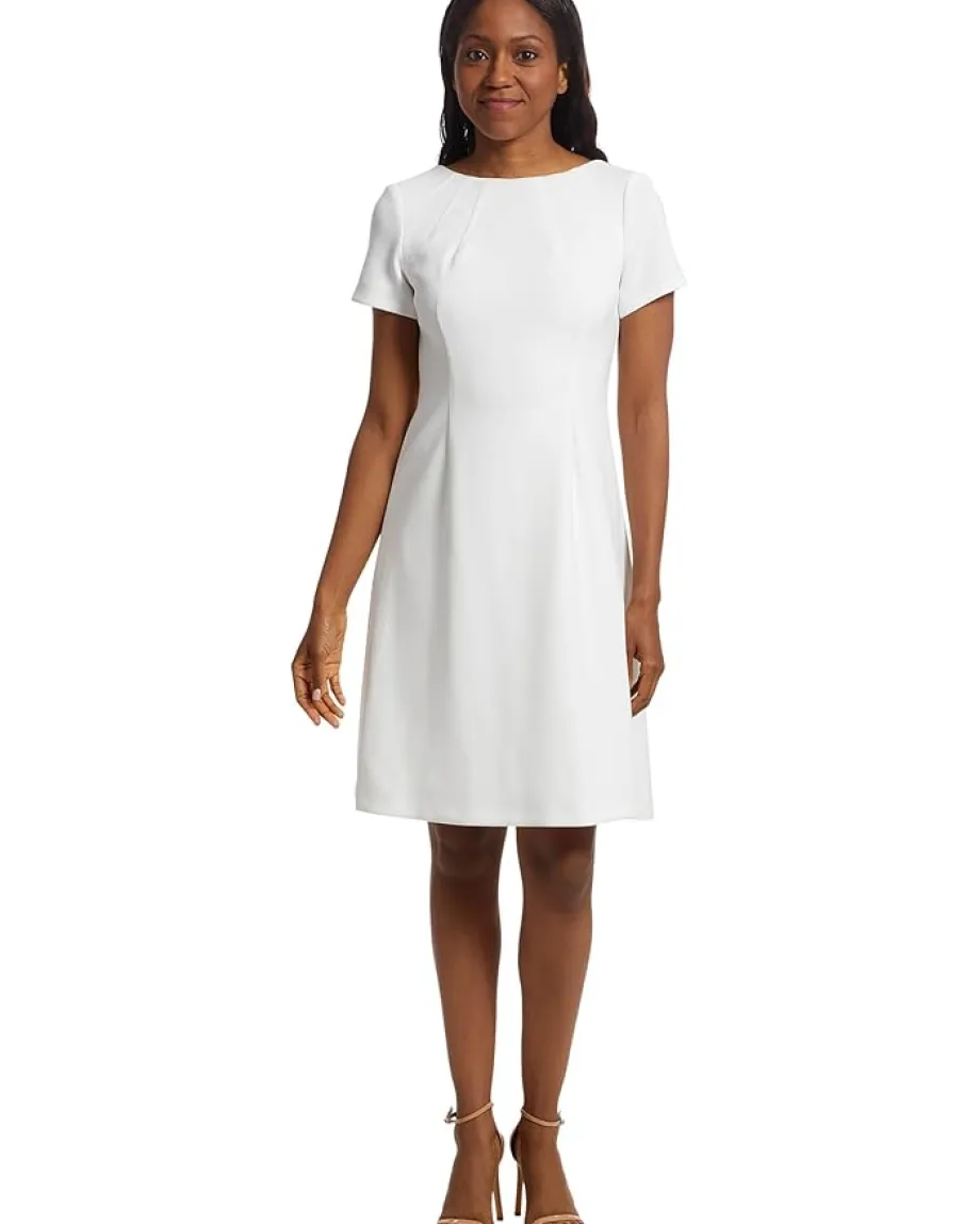 Women Calvin Klein Scuba Short Sleeve Solid Aline