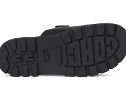 COACH Sculpted C Leather Double Band Sandals Black New