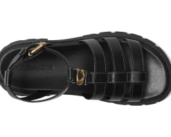 COACH Sculpted C Platform Fisherman Sandals Black Discount