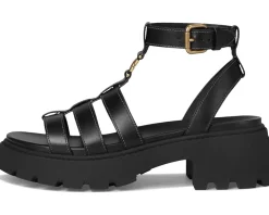COACH Sculpted C Platform Fisherman Sandals Black Discount