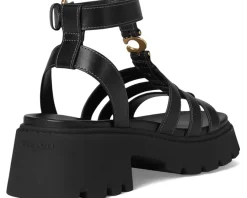 COACH Sculpted C Platform Fisherman Sandals Black Discount