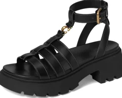 COACH Sculpted C Platform Fisherman Sandals Black Discount