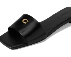 COACH Sculpted C Sandals Black New