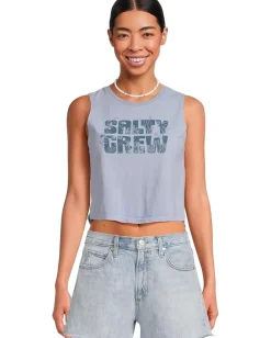 Salty Crew Sea Life Cropped Tank Violet Blue New