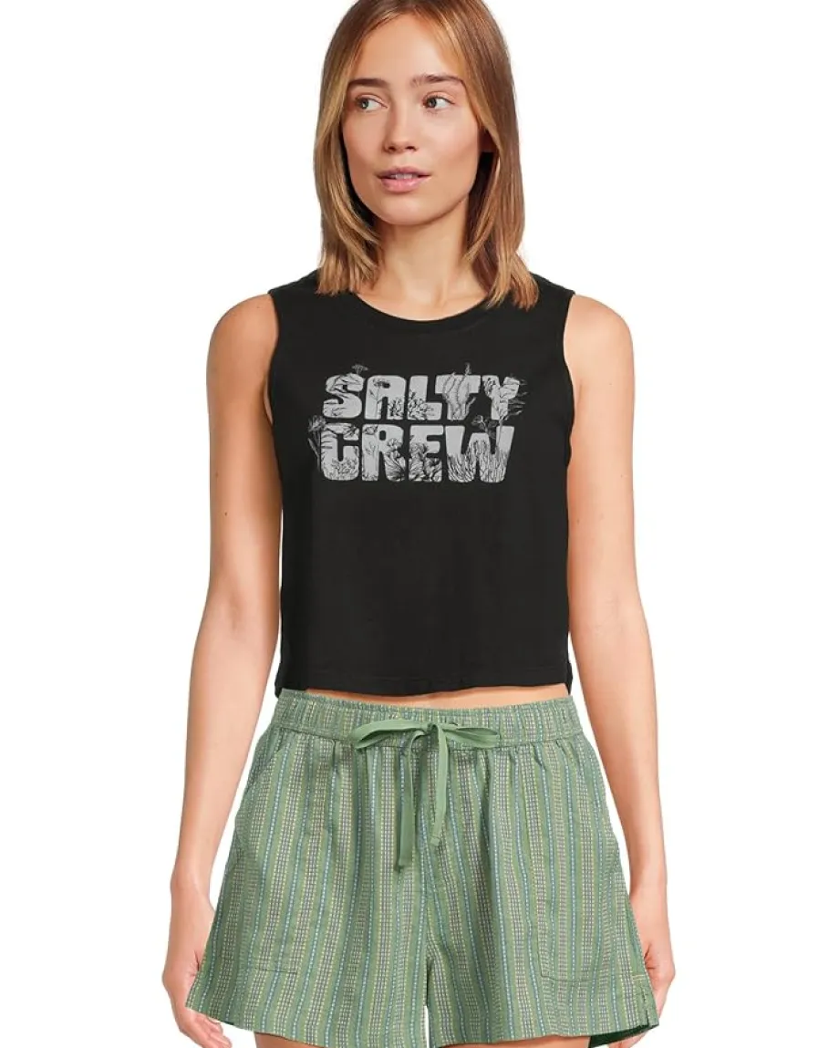 Salty Crew Sea Life Cropped Tank Black New