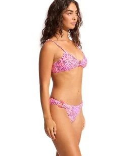 Seafolly Sea Skin Ring Front Bralette Fuchsia Rose Sale