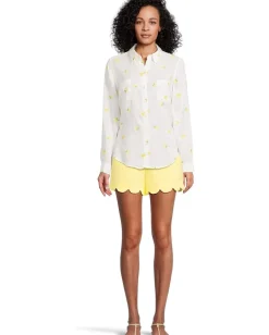 Lilly Pulitzer Sea View Button Down Honeycomb Lemon Bee Half Drop Hot