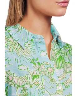 Lilly Pulitzer Sea View Button-Down Fresh Water Blue Sunbathers Bliss
