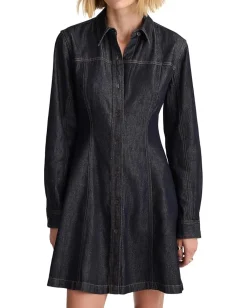 Madewell Seamed Shirt Mini Dress In Rinse Rinse Wash