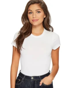 Yummie Seamless Short Sleeve Crew Neck Shaping Bodysuit White New