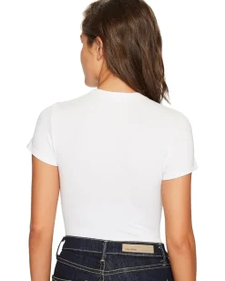 Yummie Seamless Short Sleeve Crew Neck Shaping Bodysuit White New