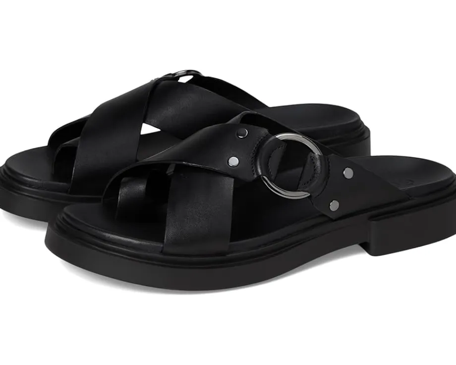 ECCO Seoul Toe Post Ring Ornament Slide Sandals Black Discount