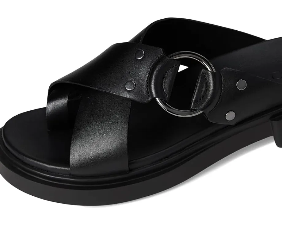 ECCO Seoul Toe Post Ring Ornament Slide Sandals Black Discount