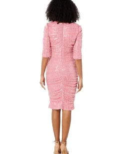 Badgley Mischka Sequin Square Neck Rose Hot