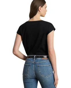 Lauren Ralph Lauren Sequined-Crest Cotton Jersey Tee Black Outlet