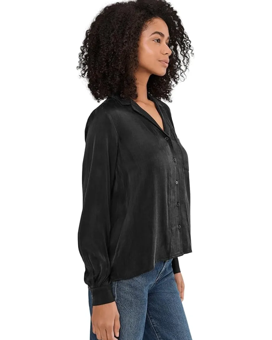 Splendid Serena Satin Button-Down Black Online