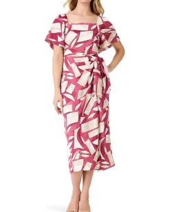 NIC+ZOE Shadow Blocks Dress Red Multi Sale