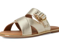 Johnston & Murphy Shayla Cross-Band Slide Gold Metallic New
