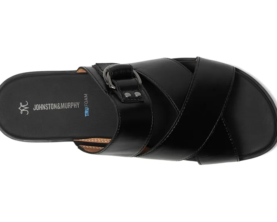 Johnston & Murphy Shayla Cross-Band Slide Black Clearance