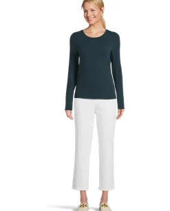 Eileen Fisher Sheer Knit Round Neck Slim Long Sleeve Tee Alpine