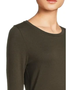 Eileen Fisher Sheer Knit Round Neck Slim Long Sleeve Tee Woodland Online