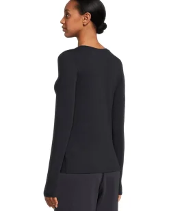 Eileen Fisher Sheer Knit Round Neck Slim Long Sleeve Tee Ink Online