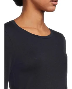 Eileen Fisher Sheer Knit Round Neck Slim Long Sleeve Tee Ink Online