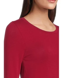 Eileen Fisher Sheer Knit Round Neck Slim Long Sleeve Tee Ruby Discount