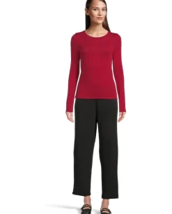 Eileen Fisher Sheer Knit Round Neck Slim Long Sleeve Tee Ruby Discount