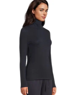 Eileen Fisher Sheer Knit Turtle Neck Top Ink Best