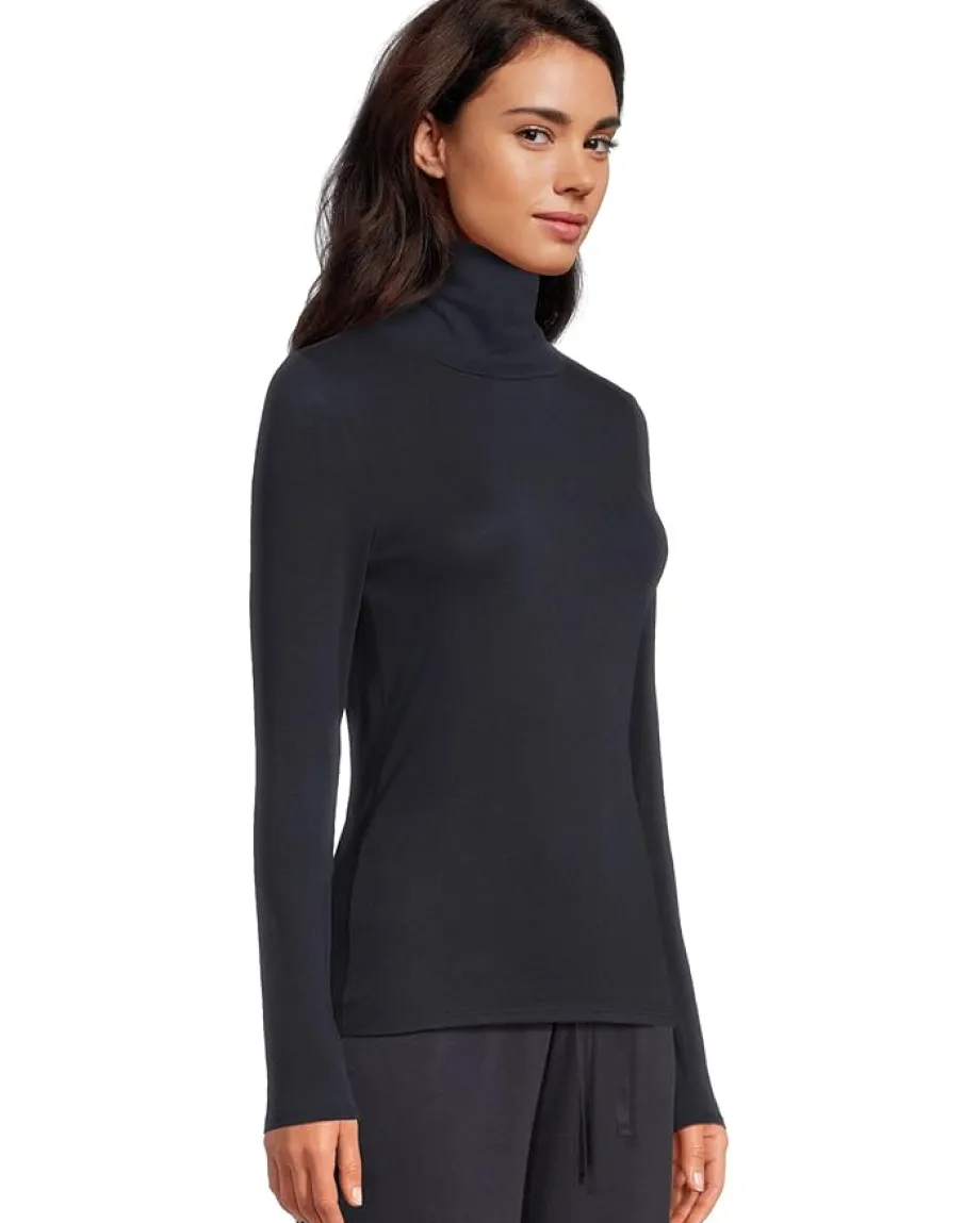 Eileen Fisher Sheer Knit Turtle Neck Top Ink Best
