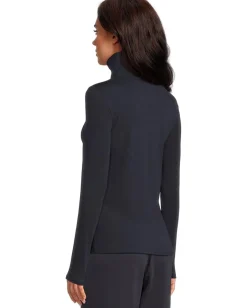 Eileen Fisher Sheer Knit Turtle Neck Top Ink Best