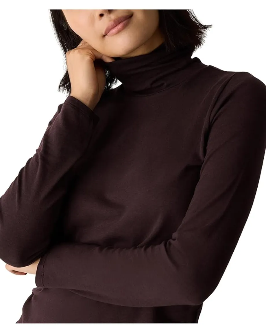 Eileen Fisher Sheer Knit Turtle Neck Top Wine Best
