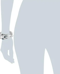 Women Robert Lee Morris Shiny Silver Wide Hinge Bangle Bracelet