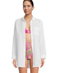 Tommy Bahama Shoreline Cotton Boyfriend Shirt White Online