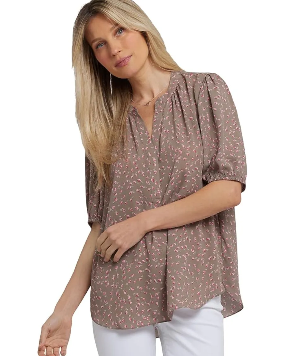NYDJ Short Puff Sleeved Popover Top Josefina Sale